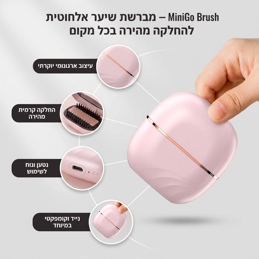 MiniGo Brush – מברשת שיער אלחוטית להחלקה מהירה בכל מקום