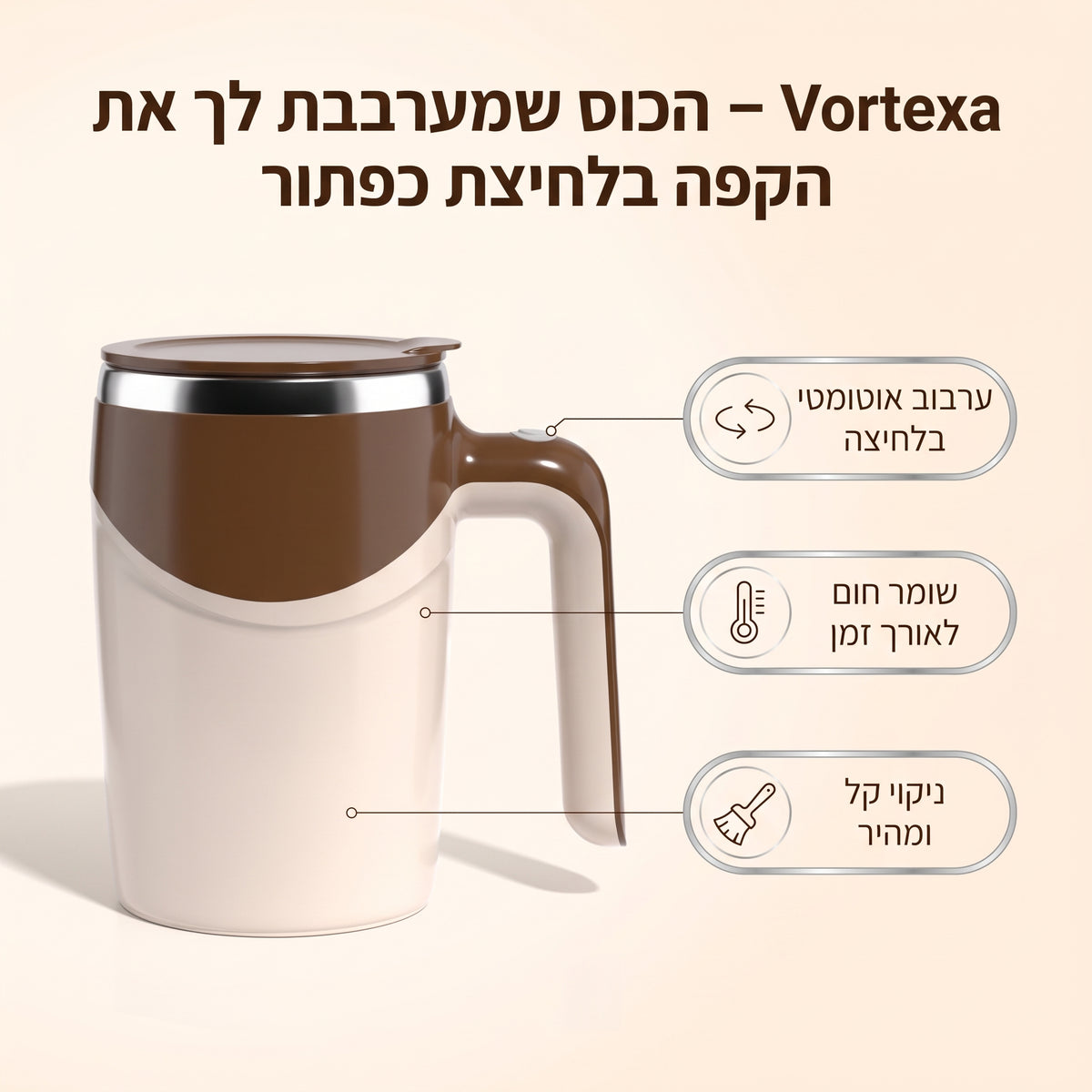 Vortexa  – הכוס שמערבבת לך את הקפה בלחיצת כפתור